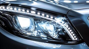 Exploring Light Refractions in the Glass of a Car Headlight photo