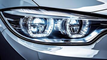 An Intricate View of Light Refractions in Car Headlight Glass photo