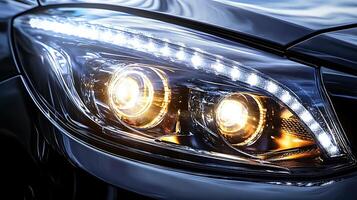 A Study of Reflection Patterns in a Modern Headlight Close-Up photo