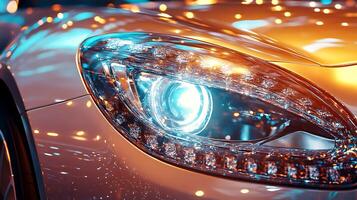 Focusing on the Artistic Details of a Car Headlight Design photo