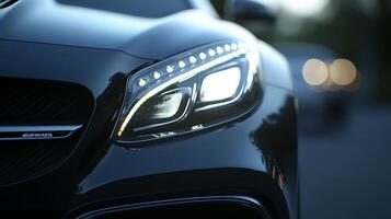 Mercedes LED Headlights Take the Spotlight in a Blurred Surrounding photo