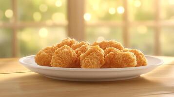 Deliciously Fried Chicken Plate with a Sparkling Bokeh Effect photo