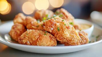 Crispy Chicken Fry Shot Close with a Touch of Bokeh photo
