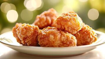 Golden Chicken Fry That Steals the Show with Bokeh Effects photo