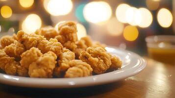 Appetizing Chicken Fry Shot with a Touch of Bokeh Elegance photo