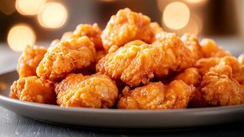 Appetizing Chicken Fry Perfectly Highlighted by Artistic Bokeh Lights photo