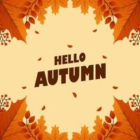 hello autumn background with leaves vector