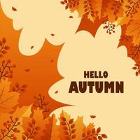 autumn leaves background with the word hello autumn vector