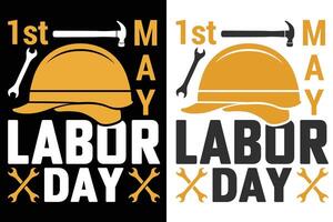 1st May Happy Labor Day Typography Print Design, Labor Typography Design, Labor Motivational Tee Design vector