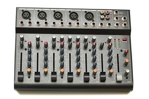 Mixing console for controlling the volume, frequencies of musical instruments photo