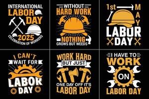 Labor Motivational Tee Design Bundle For Labor vector