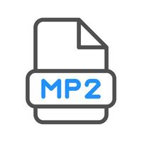 Mp2 document file icon, sleek outline design with a touch of color for formats vector