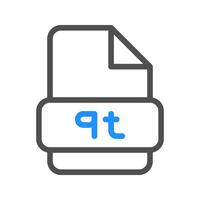 Qt file document icon, file symbol with bright colored outline details vector
