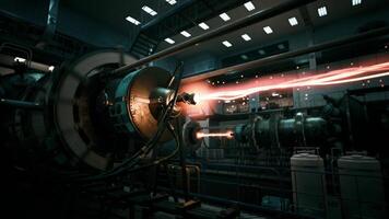 Advanced technology in a sci fi laboratory generating energy during experiments video