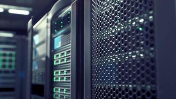 Rows of Servers in Operational Server Room video