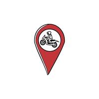 A motorcycle is shown on a map pin vector