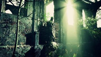 Statue in Dark Dungeon Illuminated by Light video