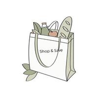 A shopping bag with food and vegetables vector