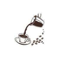 Coffee pouring into cup illustration vector