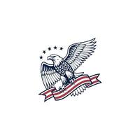An eagle with a banner and stars on it vector