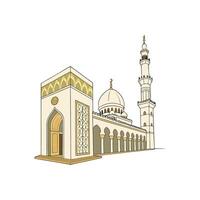 An illustration of a mosque with a minaret vector