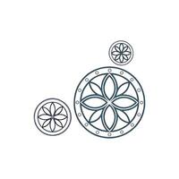 A circular logo with four flowers on it vector