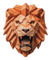 Lion head sculpture in a geometric design style png