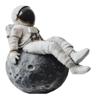 Astronaut relaxing on a moon-like surface png