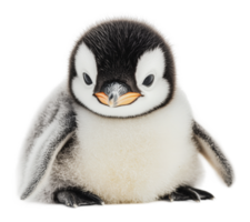 Baby penguin resting on white background png