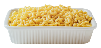 Freshly prepared macaroni in a white dish png