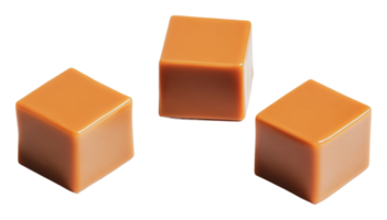 Three caramel candies on a white background png
