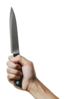 Hand holding a sharp knife ready for use png