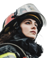 Firefighter in action during challenging weather png