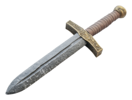 Ancient stone sword with ornate handle design png