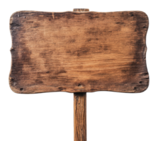 Wooden sign on a post in a rustic setting png