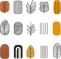 Abstract Leaf Patterns and Geometric Shapes in Earth Tones png