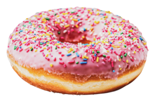 Pink frosted donut with sprinkles png