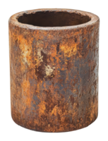 Rusty cylindrical object with a weathered surface png