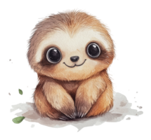 Cute sloth character sitting on the ground png