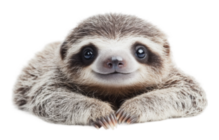 Cute sloth resting with a joyful expression png