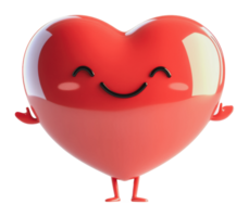 Smiling heart character with cheerful expression png