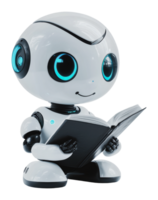 Robot reading a book in a quiet setting png