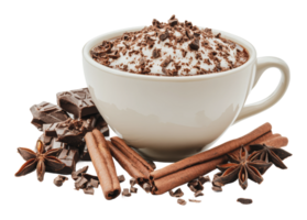 Warm drink with chocolate and spices for winter png