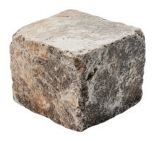 Textured stone cube resting on a surface png