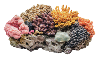 Vibrant coral reef with diverse species png