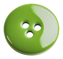 Green button with three holes and shiny surface png