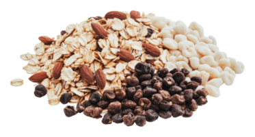 Assorted grains and nuts for snacks png