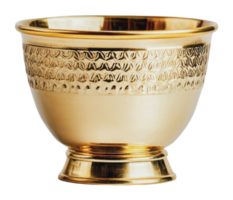 Decorative gold bowl with intricate patterns png