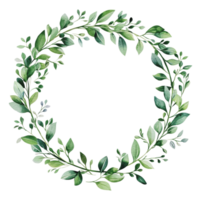 Greenery wreath design with various leaf types png