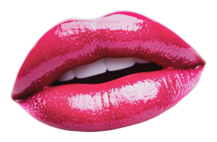 Glossy pink lips with a glamorous shine png